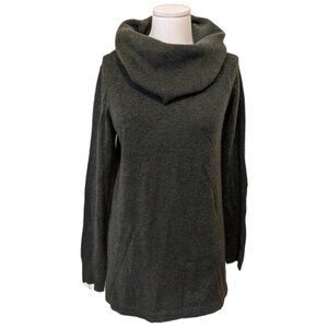 French Connection Dark Green Cowl Neck Sweater Knit Tunic Pullover Cozy Soft  L